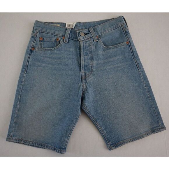 Levi's 501 Men's Sz 26 Blue Denim Hemmed Stretch Button Fly Shorts $60+ - Picture 1 of 6